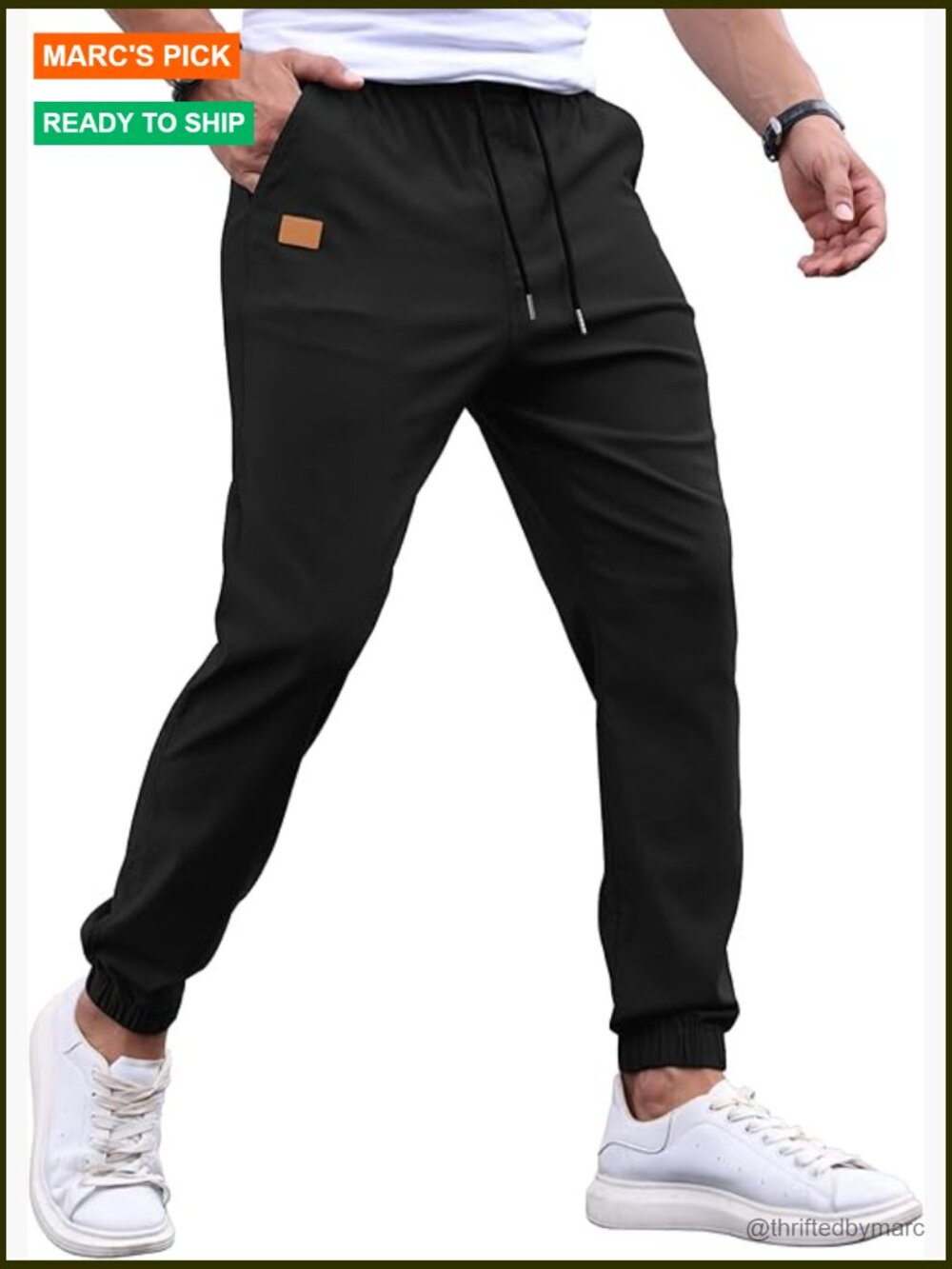Men's Cargo Joggers Sweatpants Drawstring Lightweight Hiking Pants